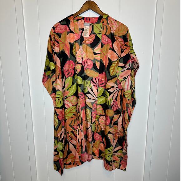 Chico's Womens Kimono Style Cover up Loungewear Robe Size L/XL Tropical Print - Picture 1 of 8